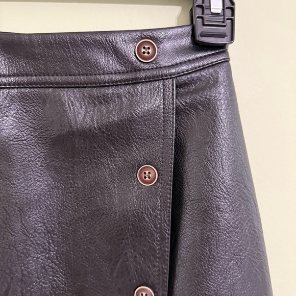 NWT Ginasy faux leather mini skirt wrap , high waisted, A line - Picture 6 of 12